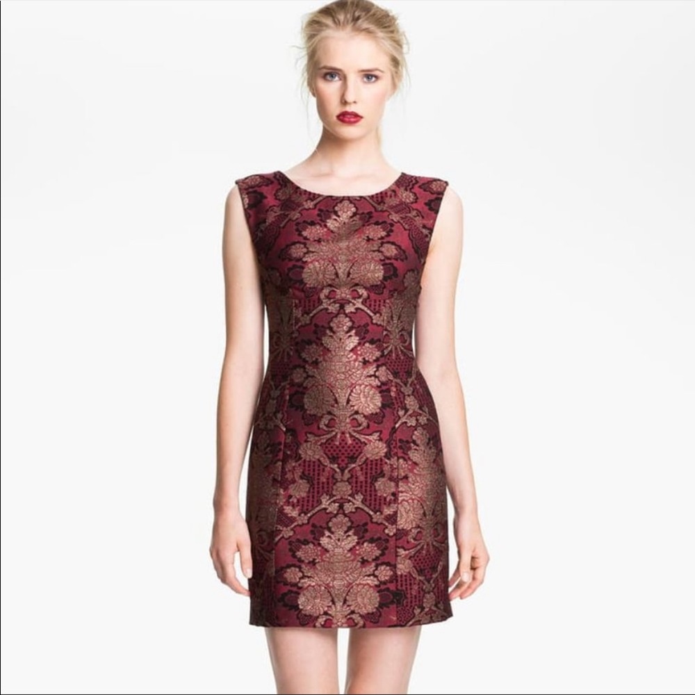 Tracy Reese Dark Red Brocade Dress
